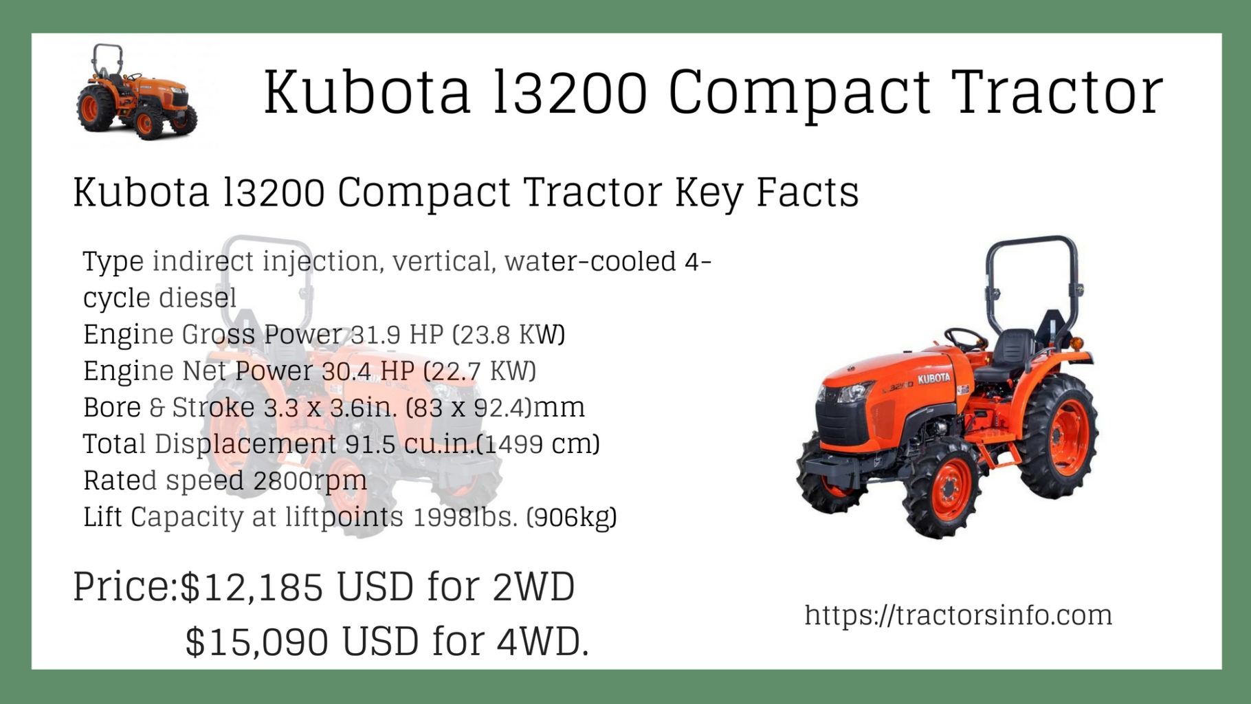 Kubota l3200 tractor compact