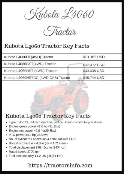 Kubota-L4060-Tractor price specs