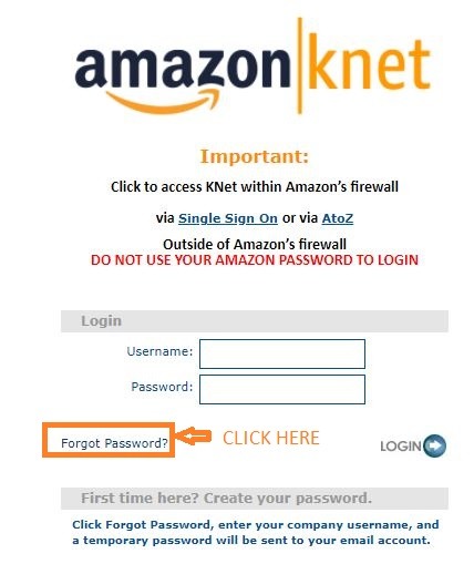 Amazon Knet Login forgot password step 1