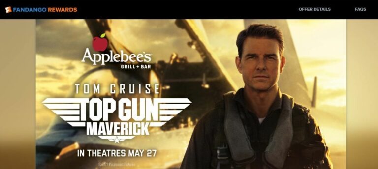 www.activaterewards.com Applebee’s Details – Applebee’s Top Gun: Maverick Movie Ticket Offer