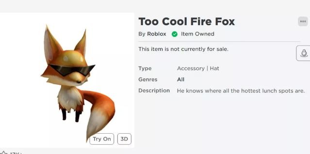 Too cool Fire Fox Roblox
