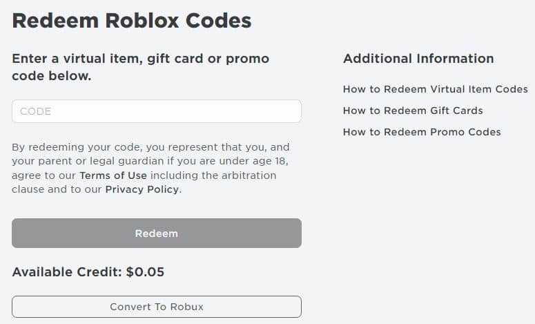 roblox redem code