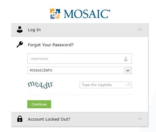 Mosaic Login reset password
