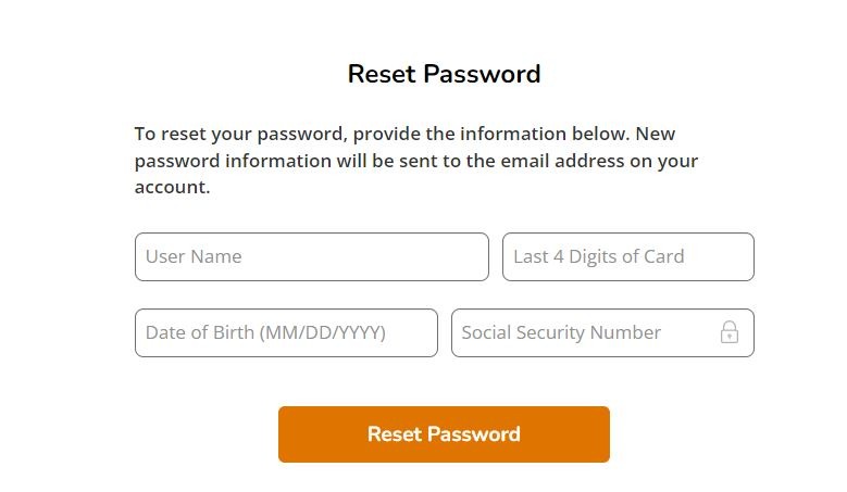 MyIndigoCard login reset password