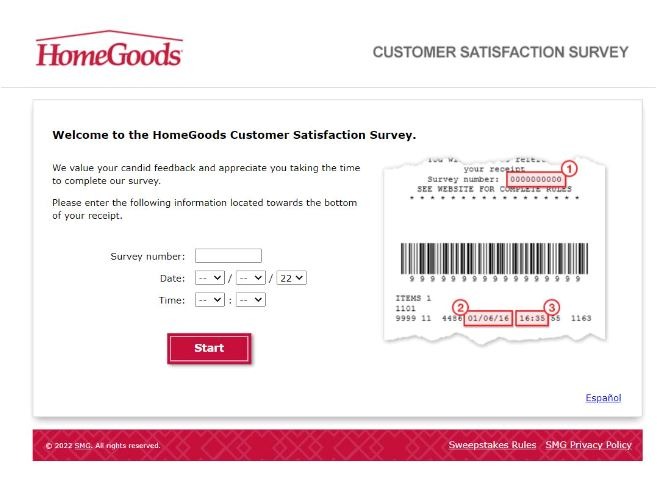 HomeGoods Guest Opinion Survey